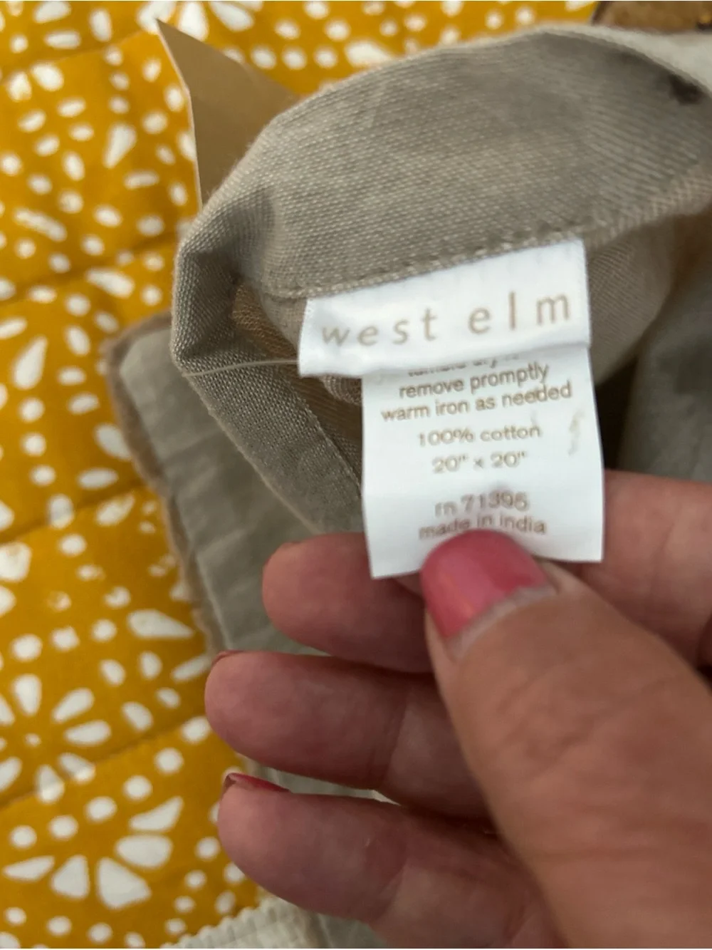 West Elm Linen Square 20x20 pillow in Taupe NWT
